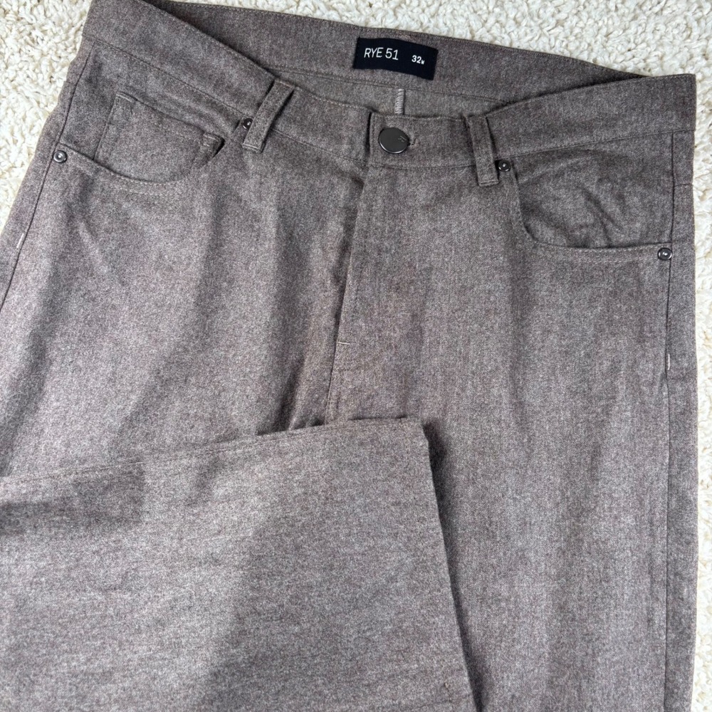 Rye 51 Mens Pants 32x 31.5 Brown Wool Blend Brushed Flannel Flat Front‎ Earthy